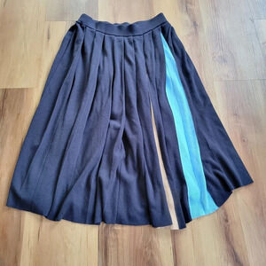 NWT STILE BENETTON Navy Blue pleated midi skirt Viscose/Nylo